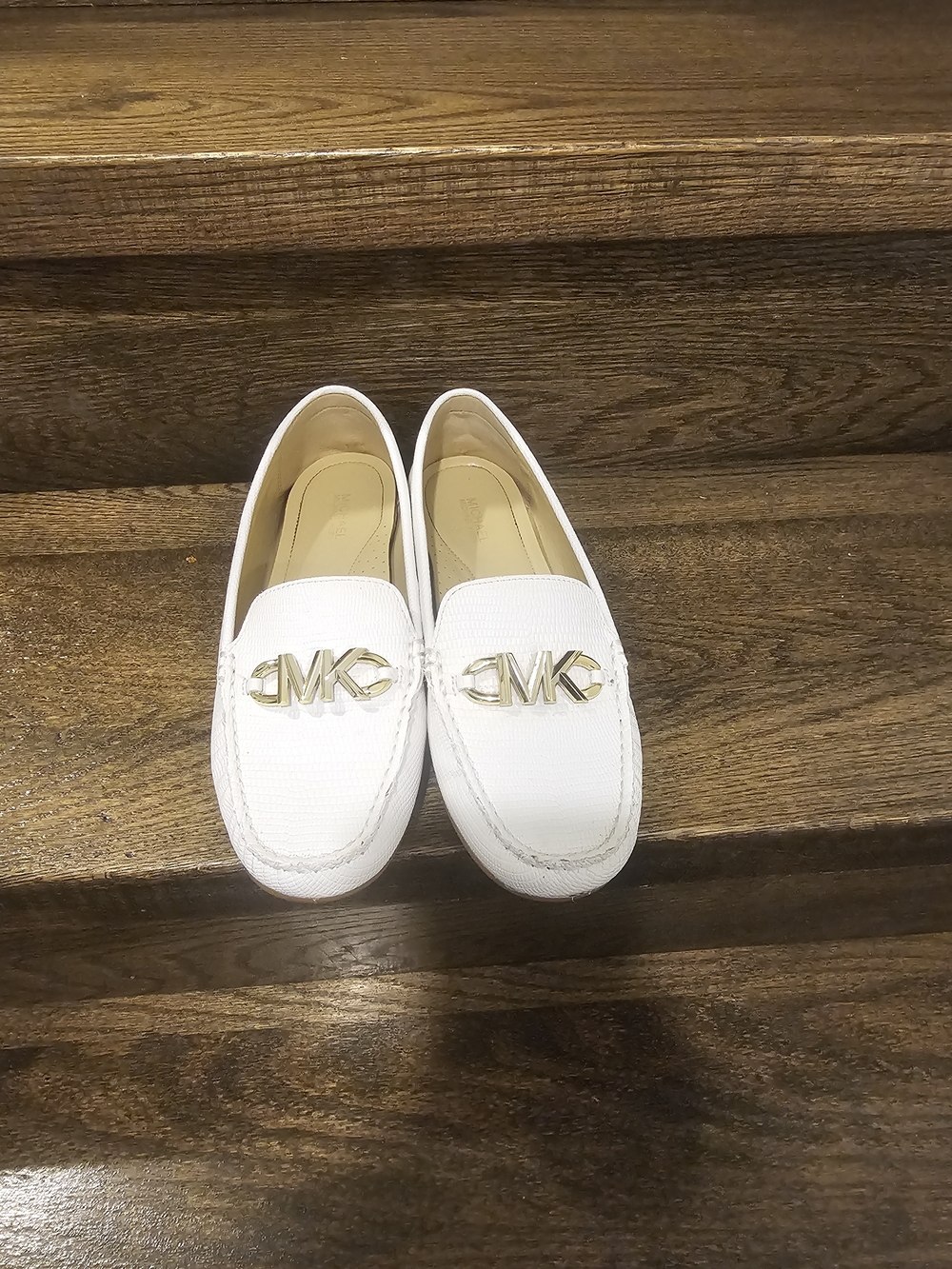 MICHAEL Michael Kors White Leather Logo Loafers